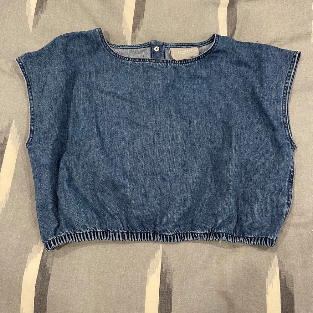 NWOT Everlane Organic Cotton Denim Bubble Top